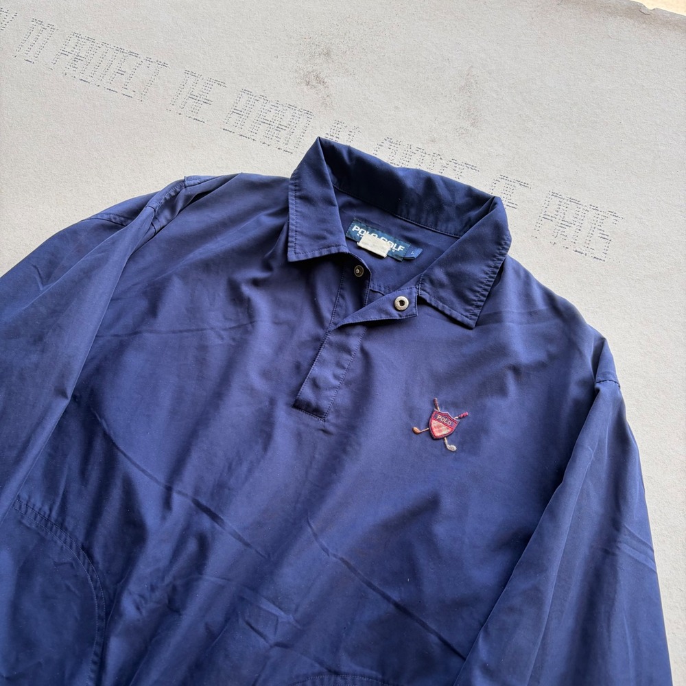 Vintage Polo Golf Ralph Lauren Windbreaker Pullover Jacket Navy Blue L